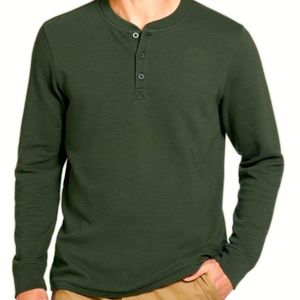 NWOT Club Room Men's Thermal Henley Shirt, Pine Green, Small